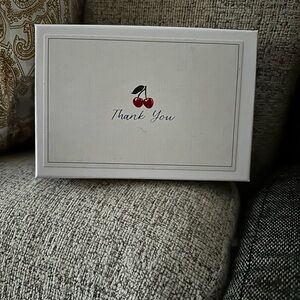 Nicole Miller Home Elegant Cherry Thank You Card new in box set of 12